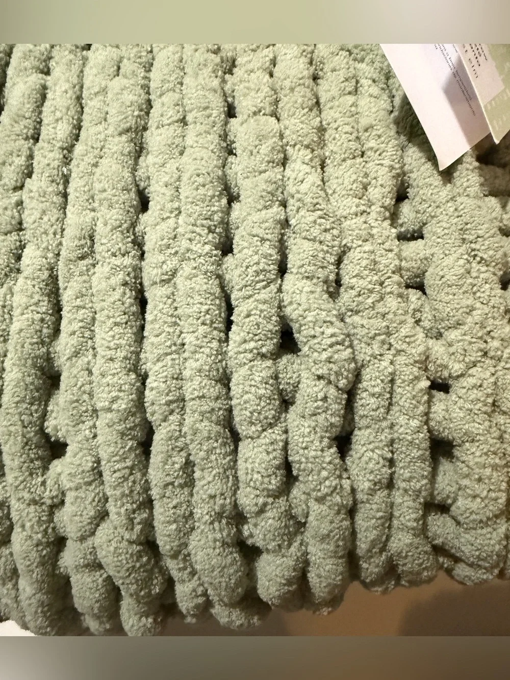 West Elm Olive Green Plush Chunky Throw 44 x 56 in / 112 x 142 cm SAGE